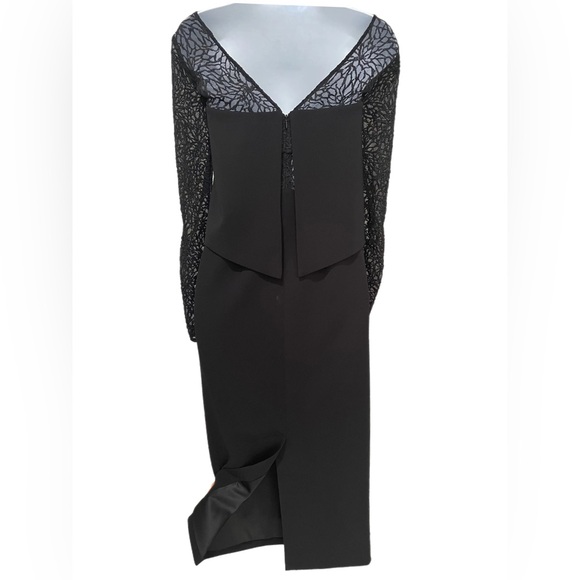 Jay Godfrey Elegant Black Lace Overlay Popover Midi Dress size 6 - Picture 3 of 5